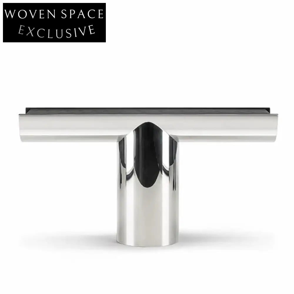 Nordic T-Shaped Modern Living Room Console Table with Stainless Steel Base