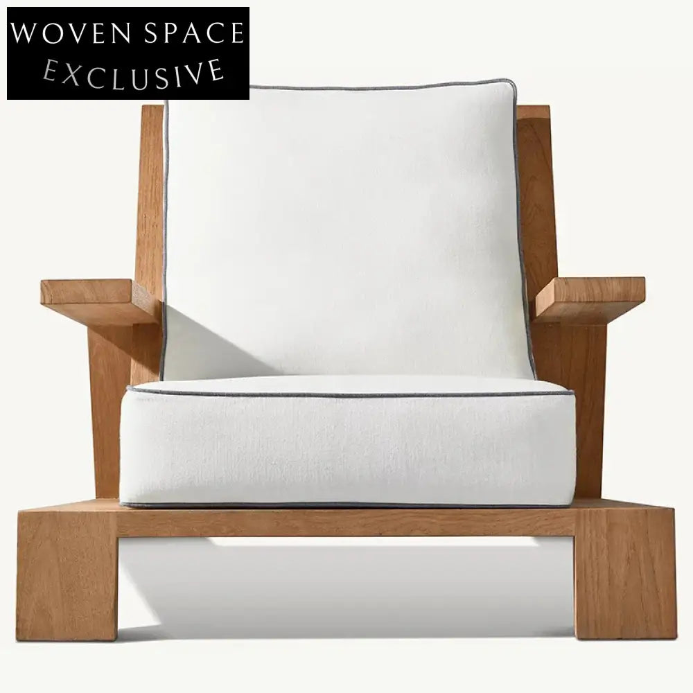 Nordic Teak Wood Outdoor Sofa Set with Waterproof Fabric Cushions and Coffee Table