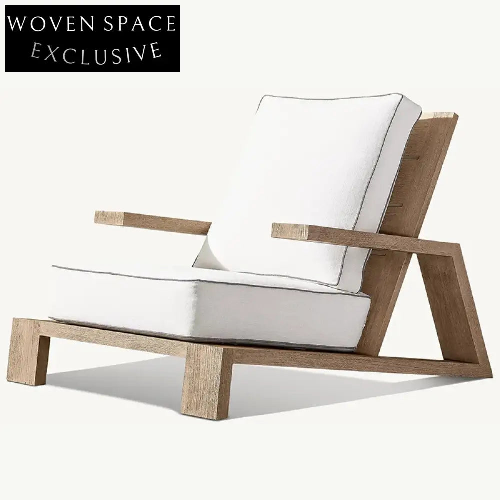 Nordic Teak Wood Outdoor Sofa Set with Waterproof Fabric Cushions and Coffee Table