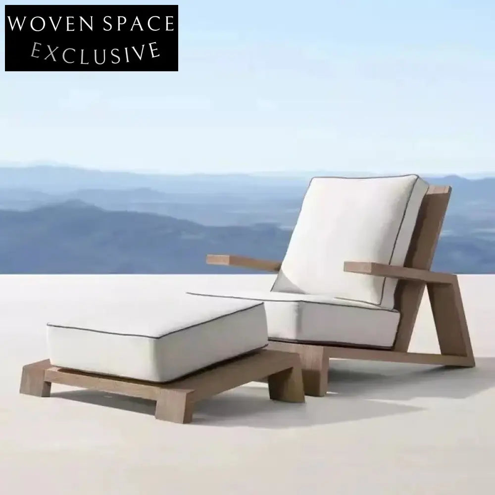 Nordic Teak Wood Outdoor Sofa Set with Waterproof Fabric Cushions and Coffee Table