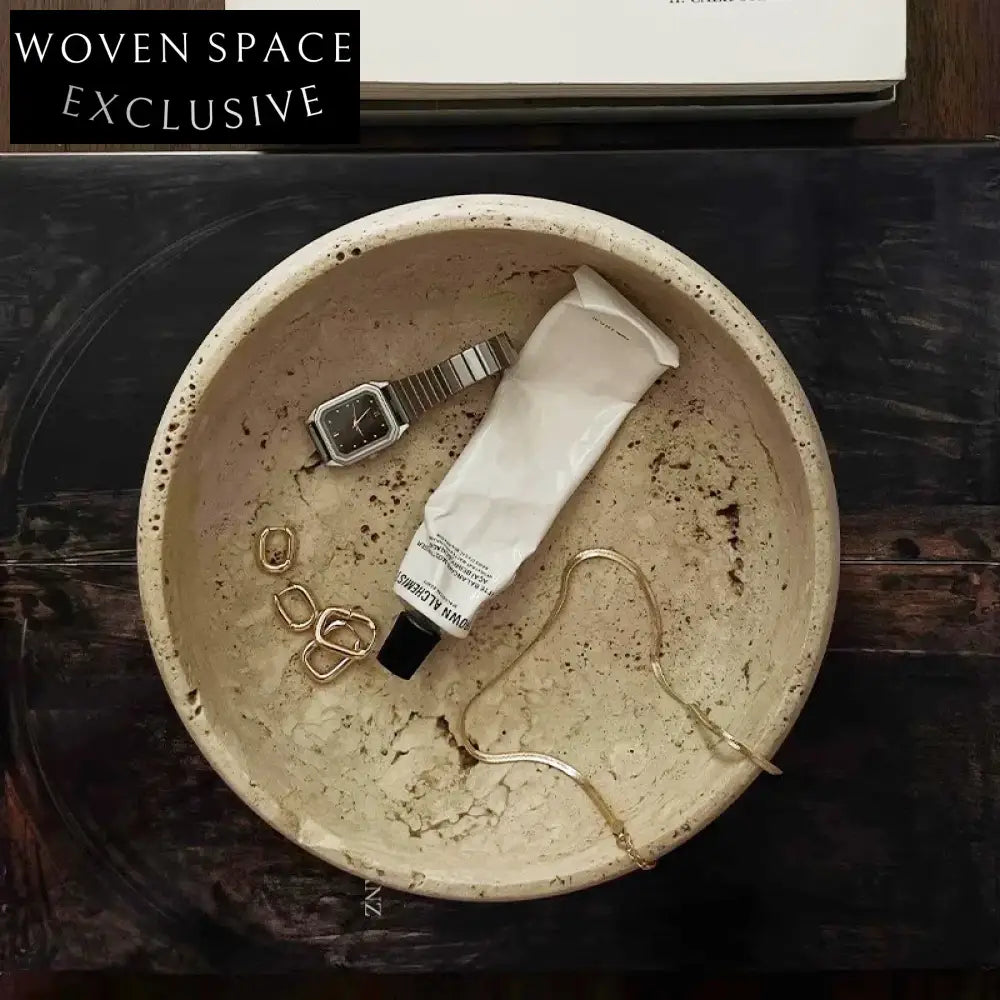 Nordic Travertine Marble Stone Decorative Vanity Jewellery Fruit Tray