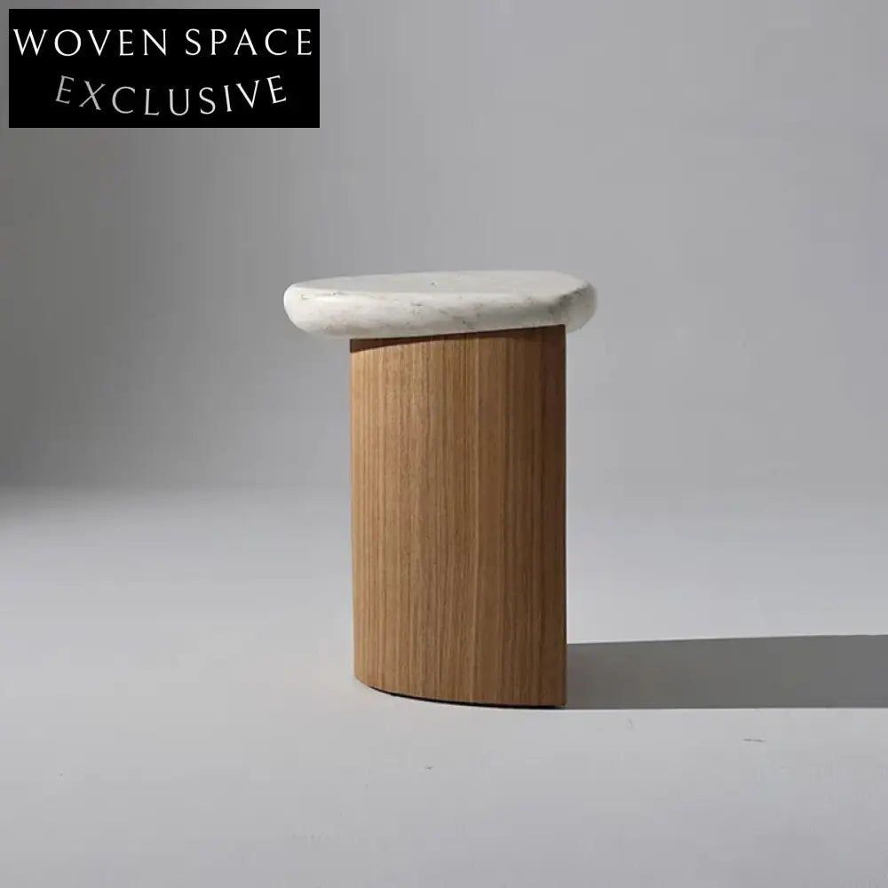 Nordic Travertine Stone Round Living Room Sofa End Side Coffee Table