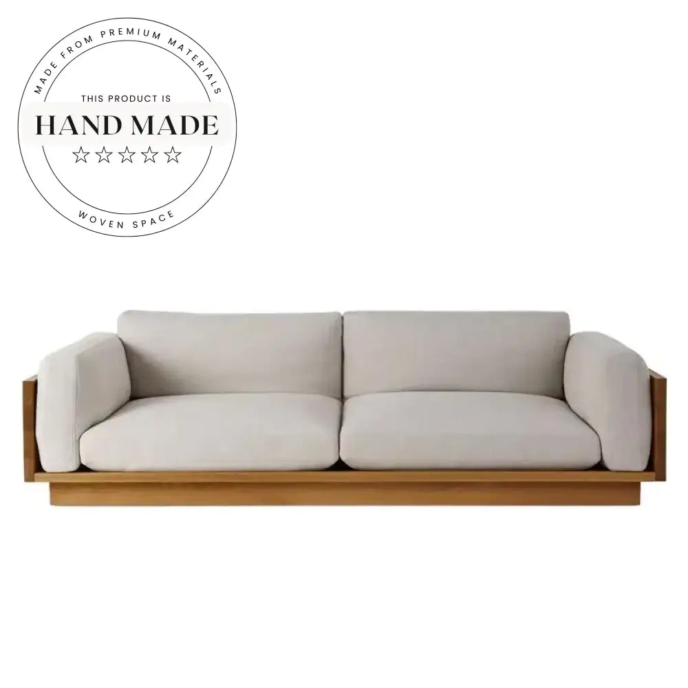 Nordic Upholstered Linen Sectional with Solid Wood Base Sofa Set