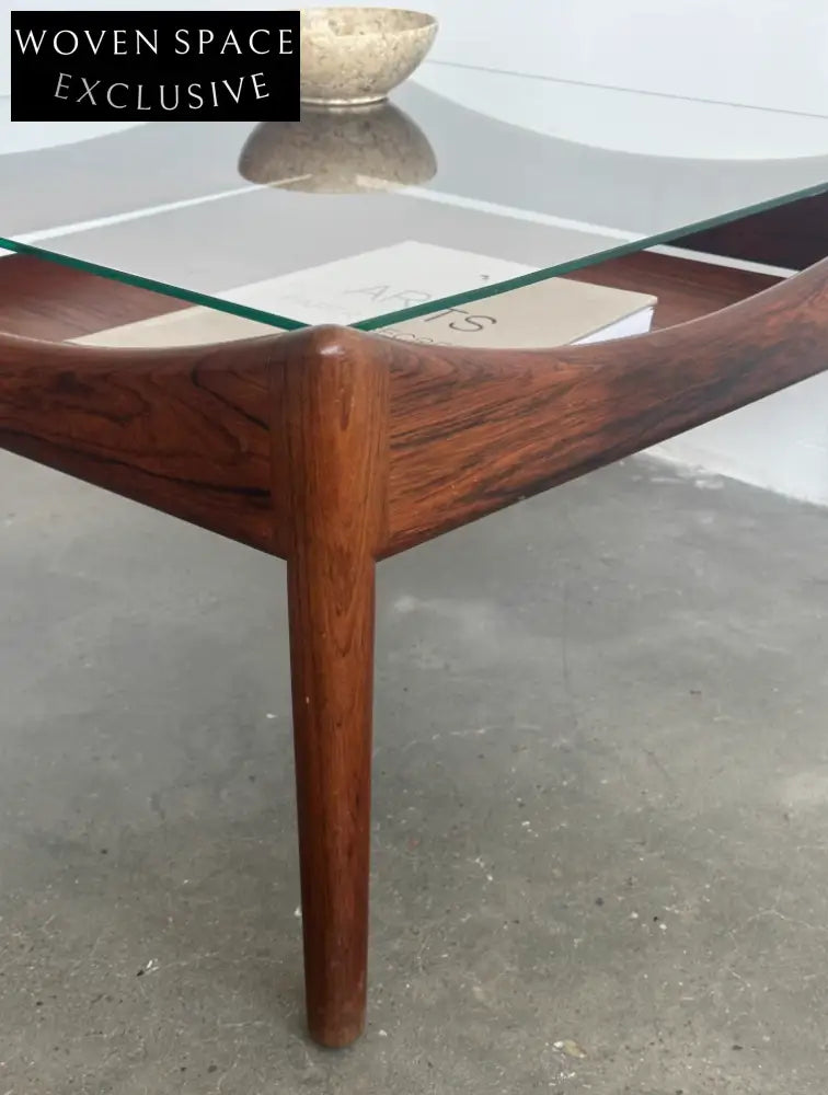 Nordic Used Danish Rosewood Glass Side Table by Kristian Vedel