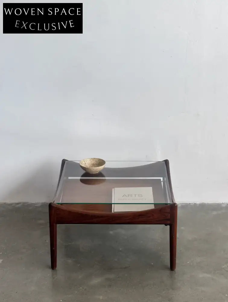 Nordic Used Danish Rosewood Glass Side Table by Kristian Vedel
