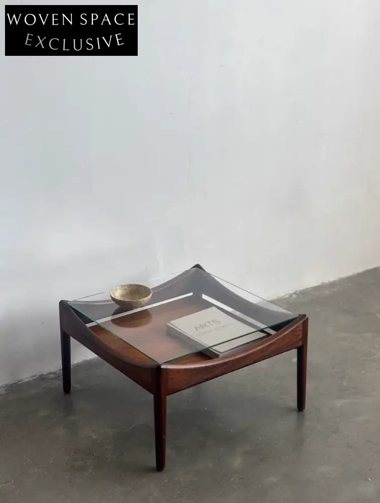 Nordic Used Danish Rosewood Glass Side Table by Kristian Vedel