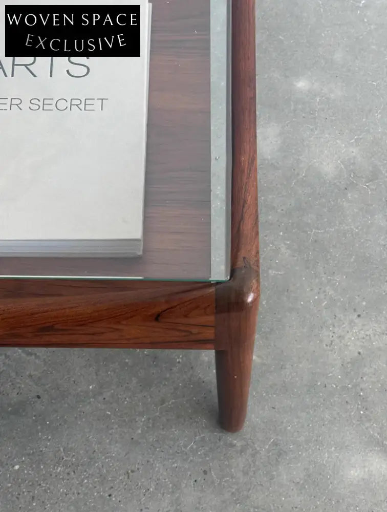 Nordic Used Danish Rosewood Glass Side Table by Kristian Vedel