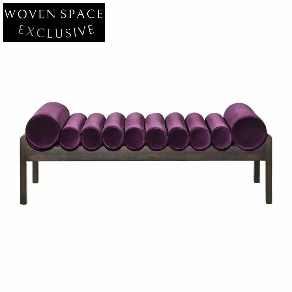 Nordic Velvet Fabric Bedroom Ottoman Bench Modern Luxury Solid Ash Wood Bed Stool
