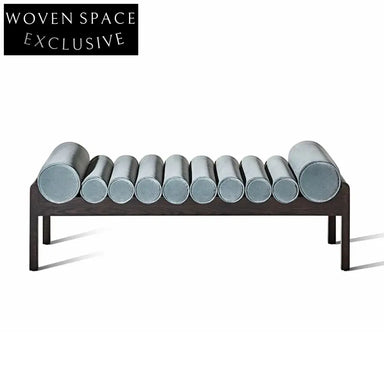 Nordic Velvet Fabric Bedroom Ottoman Bench Modern Luxury Solid Ash Wood Bed Stool