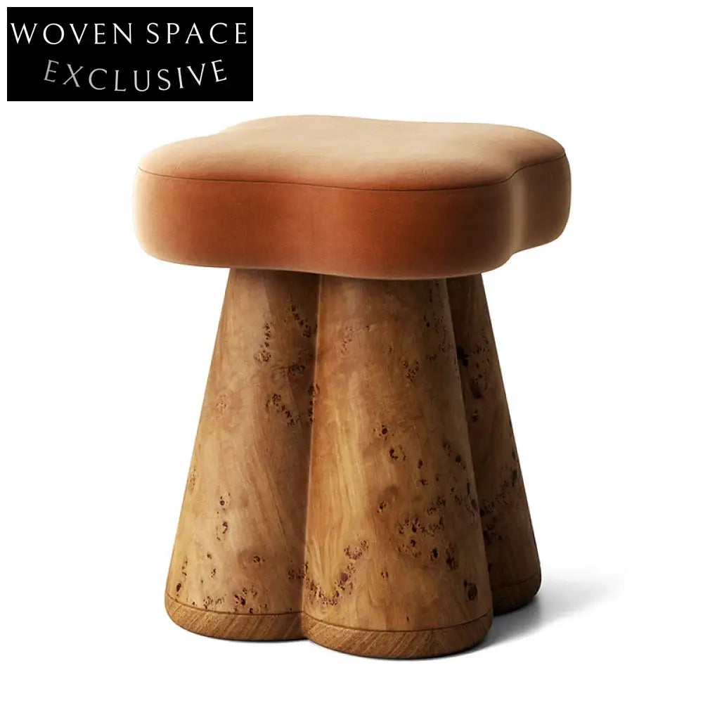 Nordic Velvet Fabric Mushroom Ottoman Stool, Modern Cozy Home Decor Footrest