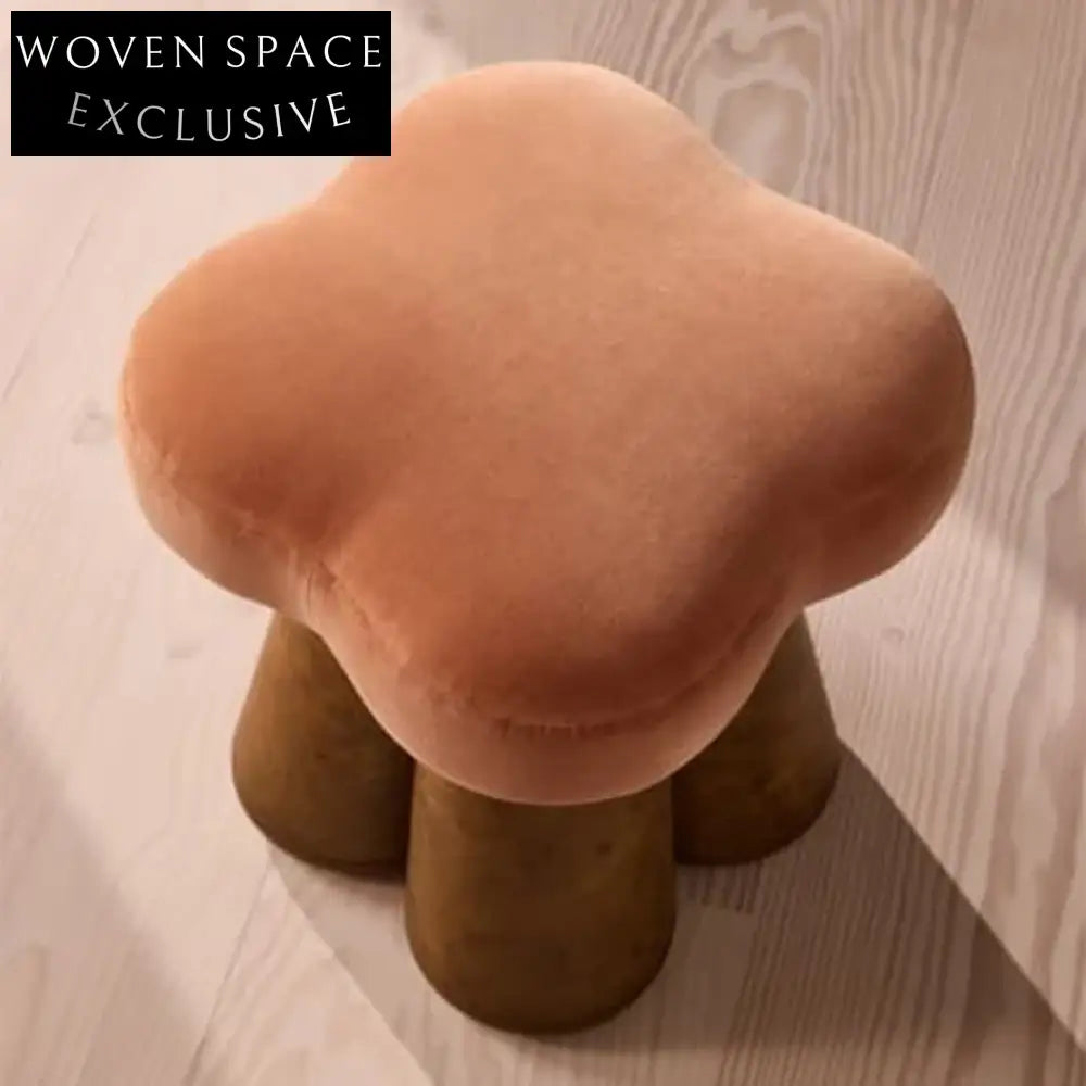 Nordic Velvet Fabric Mushroom Ottoman Stool, Modern Cozy Home Decor Footrest