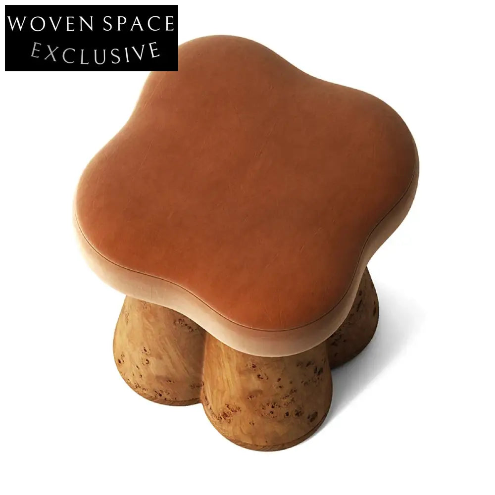 Nordic Velvet Fabric Mushroom Ottoman Stool, Modern Cozy Home Decor Footrest