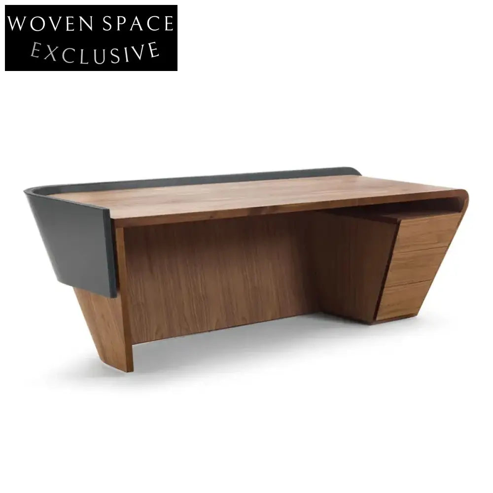 Nordic Vintage Modern Wooden Office Manager President Home Desk with Storage