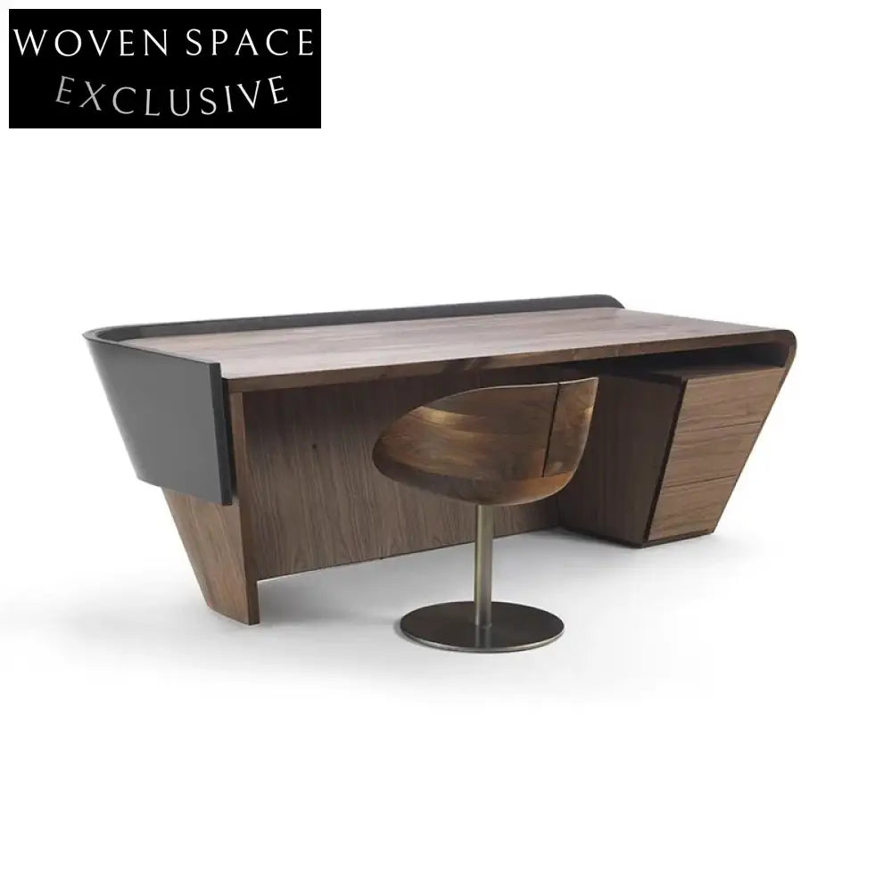 Nordic Vintage Modern Wooden Office Manager President Home Desk with Storage