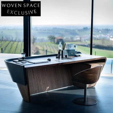 Nordic Vintage Modern Wooden Office Manager President Home Desk with Storage