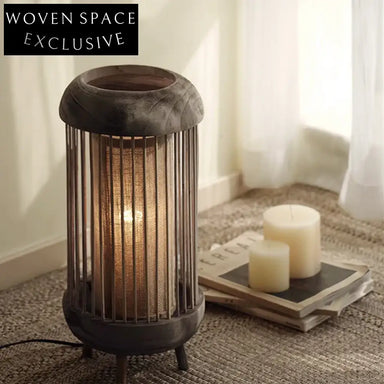 Nordic Vintage Paulownia Wood Frame Light Luxury Decorative Bedroom Table Lamp