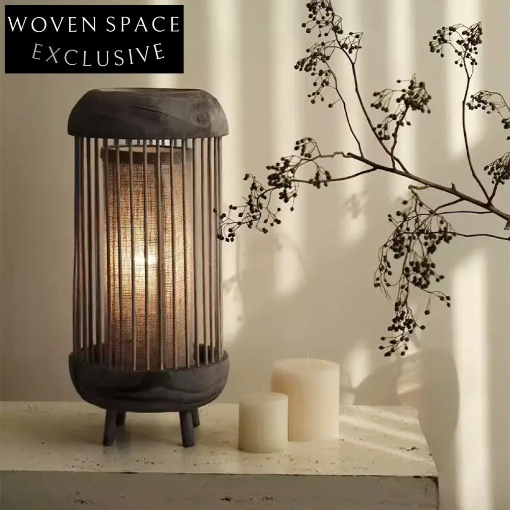 Nordic Vintage Paulownia Wood Frame Light Luxury Decorative Bedroom Table Lamp