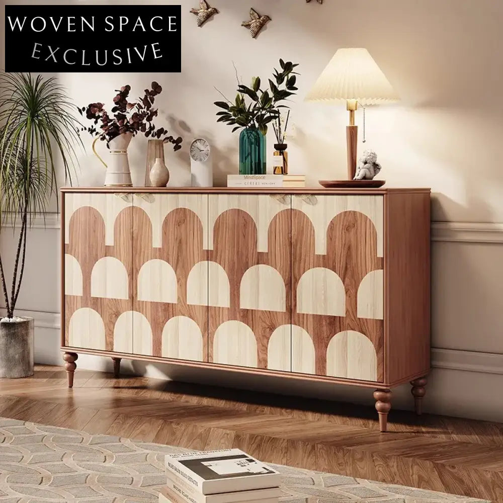 Nordic Vintage Solid Wood Sideboard Cabinet for Kitchen & Living Room Storage