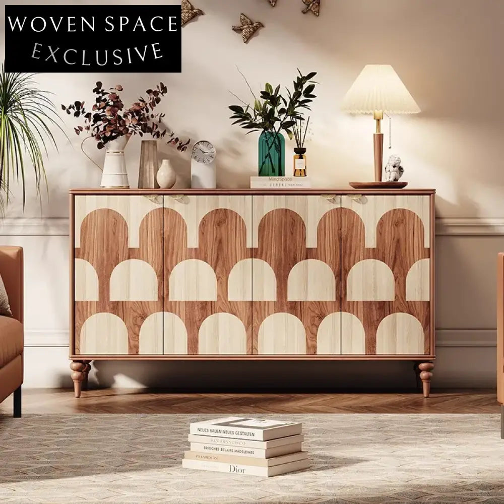 Nordic Vintage Solid Wood Sideboard Cabinet for Kitchen & Living Room Storage