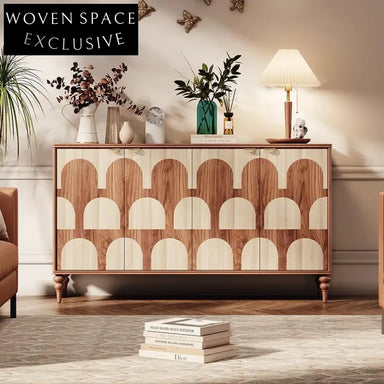 Nordic Vintage Solid Wood Sideboard Cabinet for Kitchen & Living Room Storage