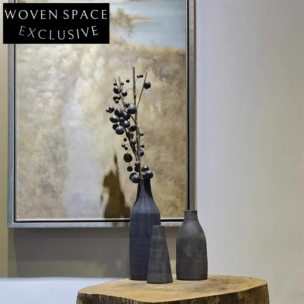 Nordic Wabi-Sabi Ceramic Decor Flower Vase, Minimalist Modern Tabletop Design Vase