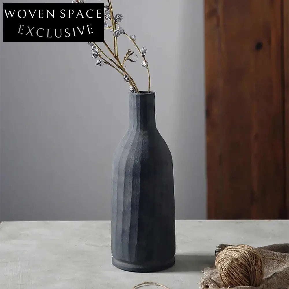 Nordic Wabi-Sabi Ceramic Decor Flower Vase, Minimalist Modern Tabletop Design Vase