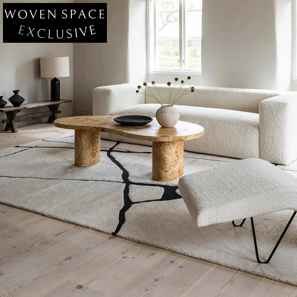 Nordic Wabi Sabi Modern Minimalist Polyester Handmade Striped Area Rug