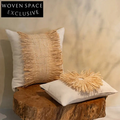 Nordic Wabi-sabi Style Handmade Straw Sunflower Velvet Decorative Home Cushion