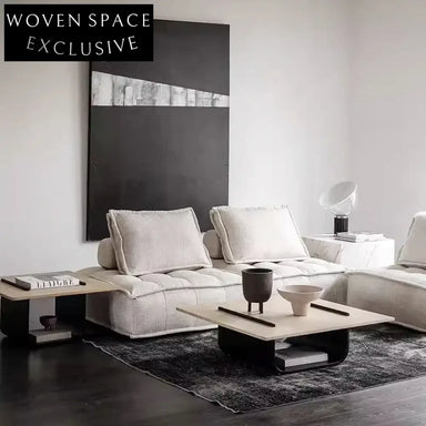 Nordic Wabi-Sabi Vintage Square Oak Wood Black Coffee Table