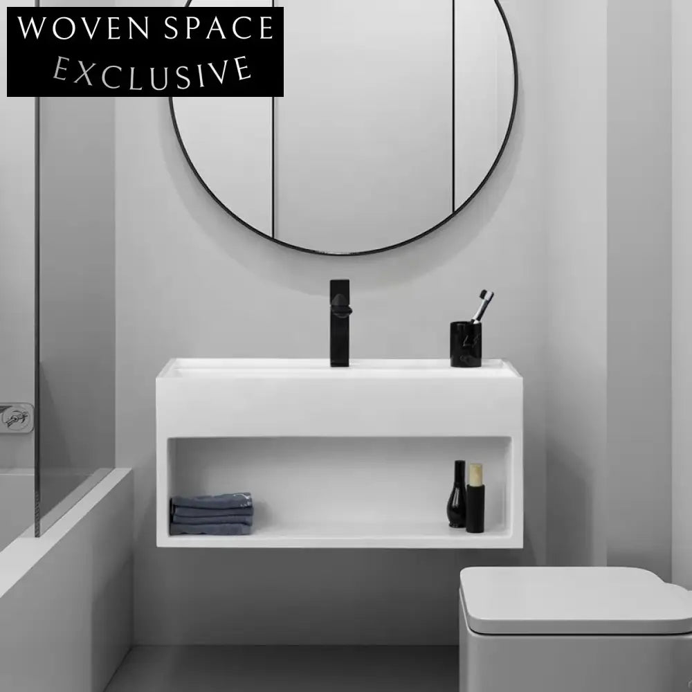 Nordic Wall-Hung Solid Surface Wash Basin, Colorful Artificial Stone, Modern Design
