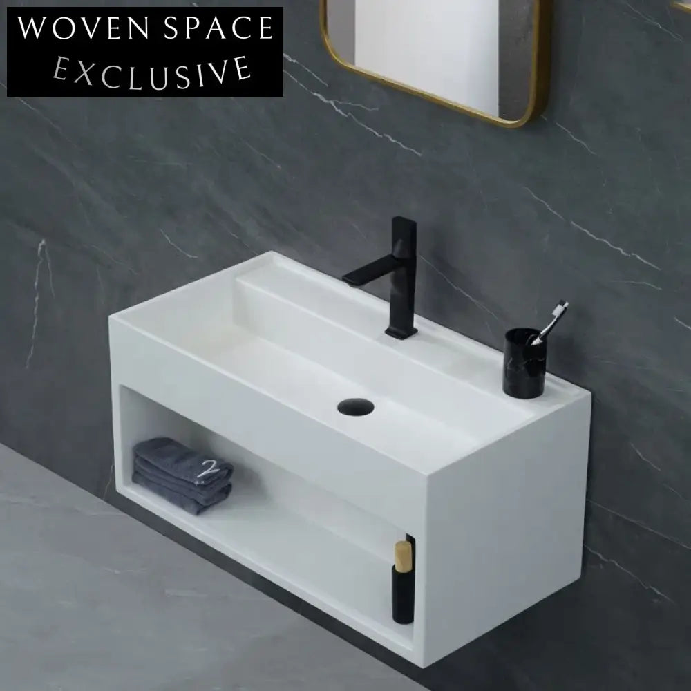 Nordic Wall-Hung Solid Surface Wash Basin, Colorful Artificial Stone, Modern Design
