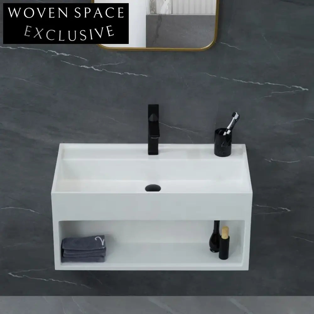 Nordic Wall-Hung Solid Surface Wash Basin, Colorful Artificial Stone, Modern Design
