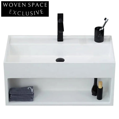 Nordic Wall-Hung Solid Surface Wash Basin, Colorful Artificial Stone, Modern Design