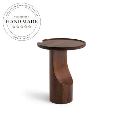 Nordic Walnut Round Solid Wood Modern Corner Sofa Side Table