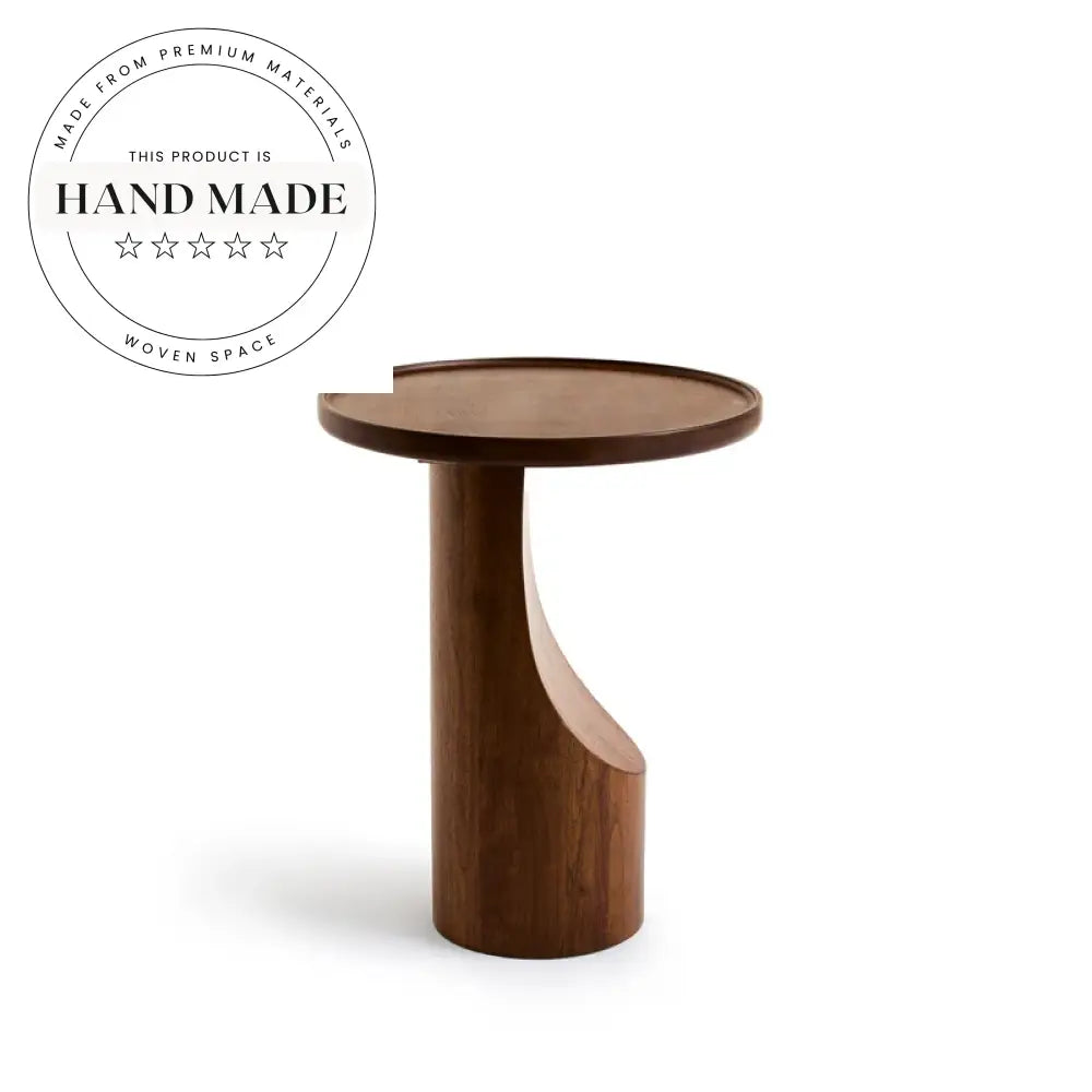 Nordic Walnut Round Solid Wood Modern Corner Sofa Side Table