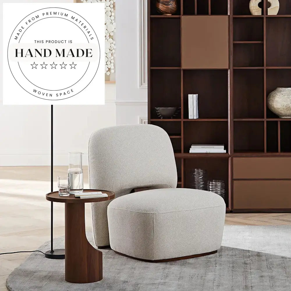 Nordic Walnut Round Solid Wood Modern Corner Sofa Side Table
