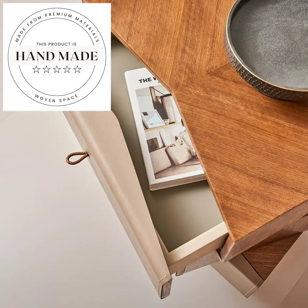 Nordic Walnut Wood Three Drawer Modern Bedside Table