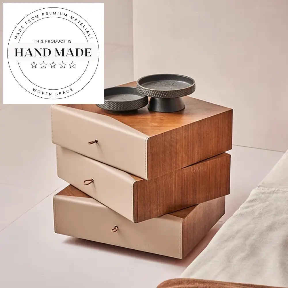 Nordic Walnut Wood Three Drawer Modern Bedside Table