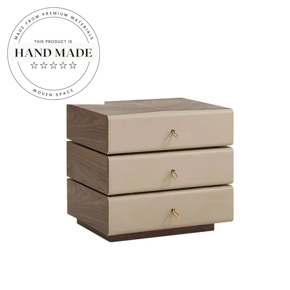 Nordic Walnut Wood Three Drawer Modern Bedside Table