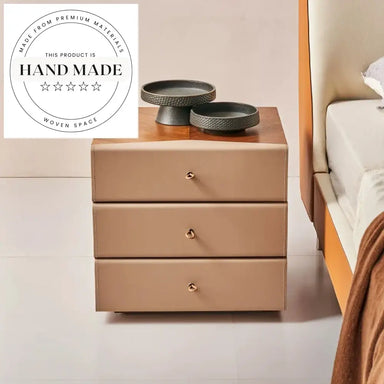 Nordic Walnut Wood Three Drawer Modern Bedside Table