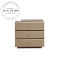 Nordic Walnut Wood Three Drawer Modern Bedside Table