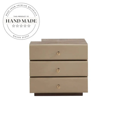 Nordic Walnut Wood Three Drawer Modern Bedside Table