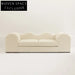 Nordic Wavy Backrest Solid Wood Two-Seater White Fabric Living Room Sofa