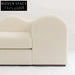 Nordic Wavy Backrest Solid Wood Two-Seater White Fabric Living Room Sofa