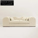 Nordic Wavy Backrest Solid Wood Two-Seater White Fabric Living Room Sofa