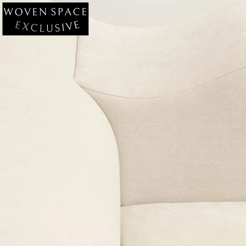 Nordic Wavy Backrest Solid Wood Two-Seater White Fabric Living Room Sofa