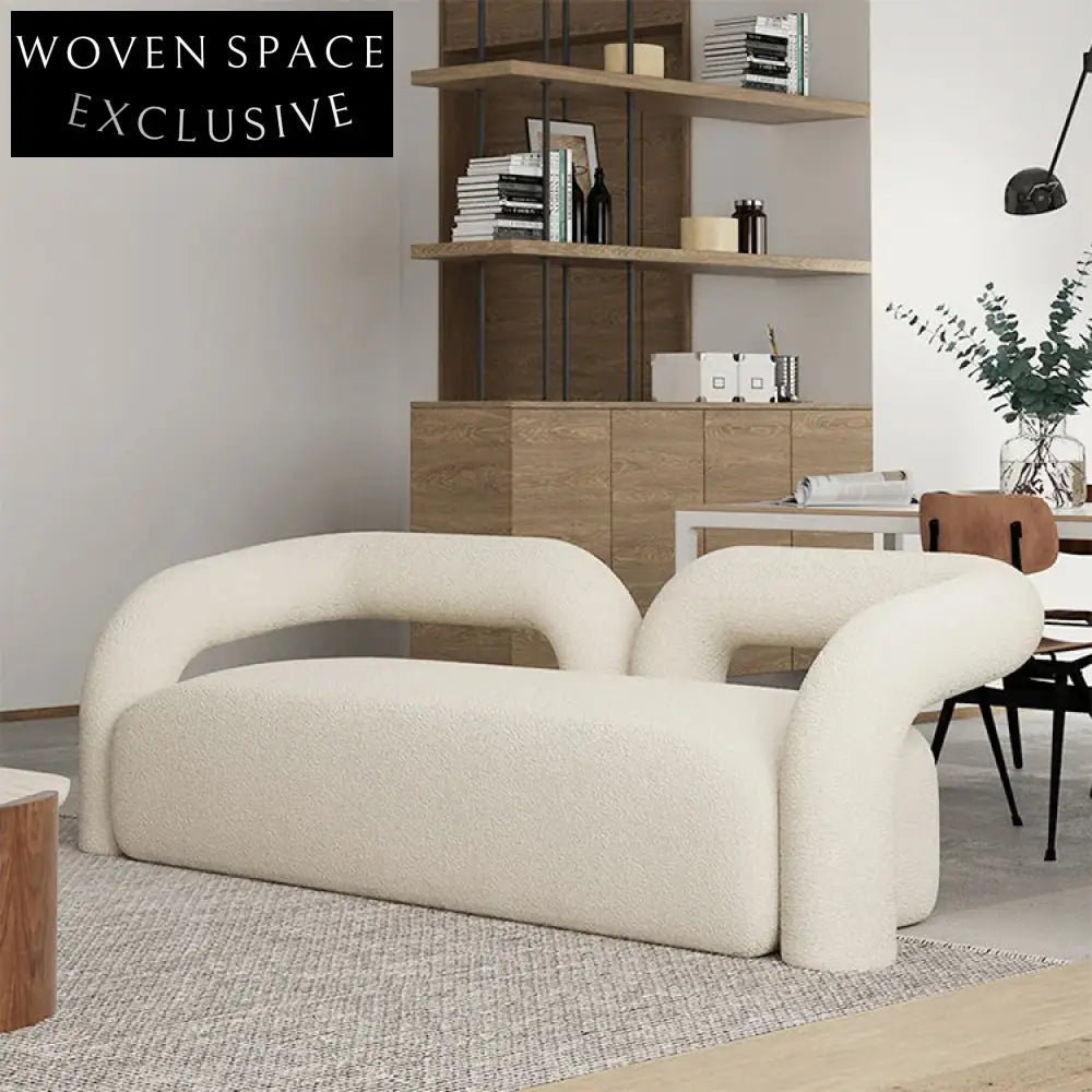 Nordic White Lamb Wool Leisure Floor Sofa Chair Set for Living Room