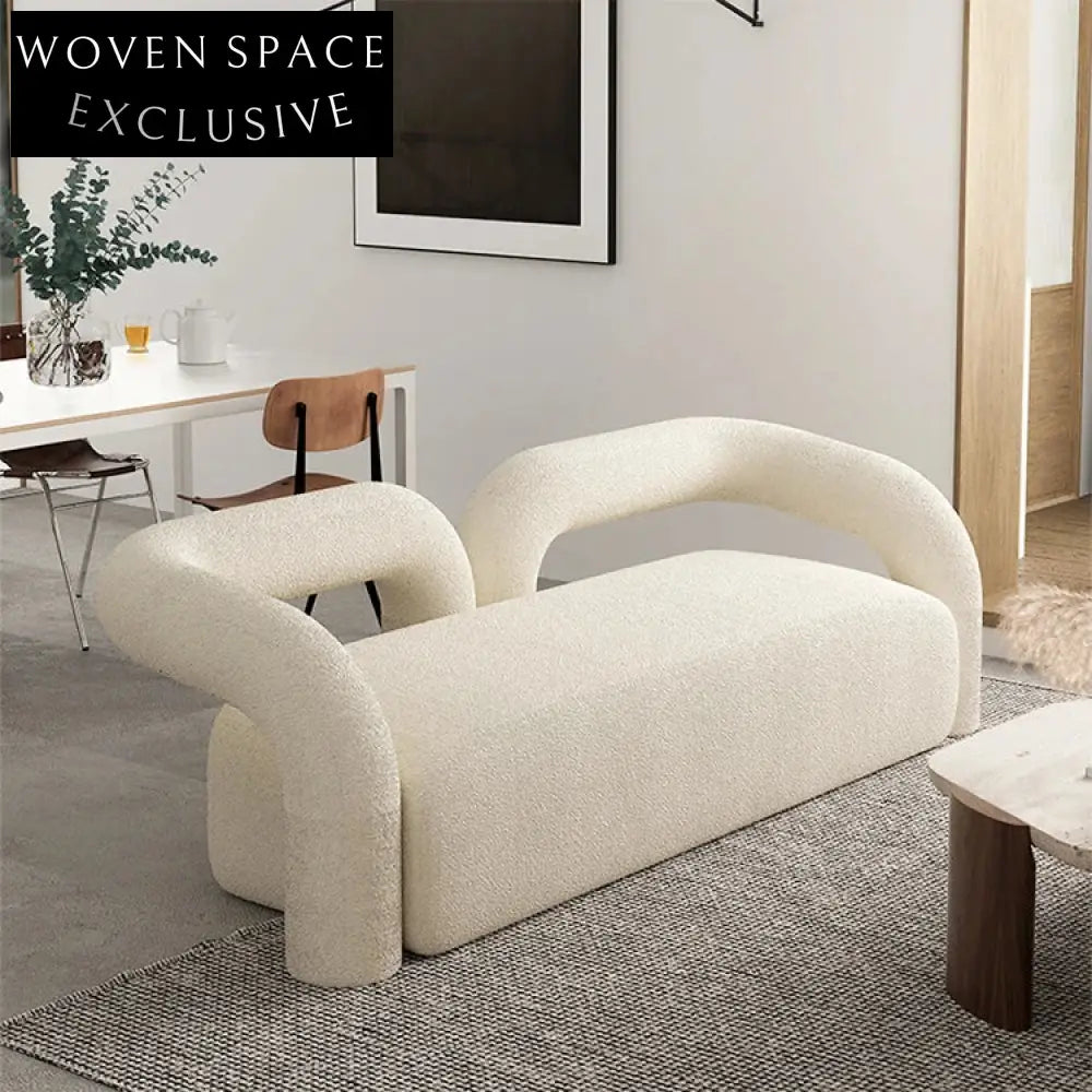 Nordic White Lamb Wool Leisure Floor Sofa Chair Set for Living Room