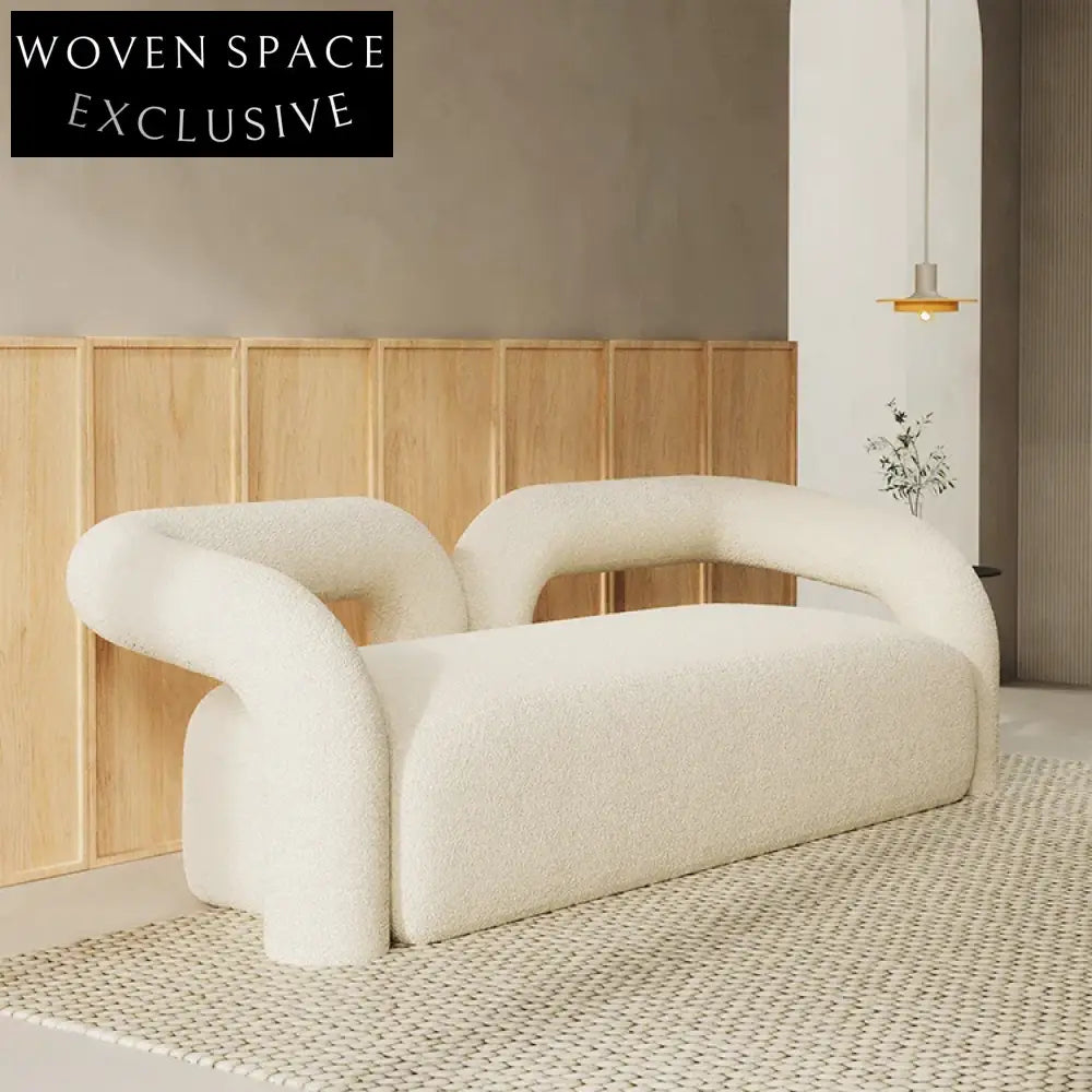 Nordic White Lamb Wool Leisure Floor Sofa Chair Set for Living Room