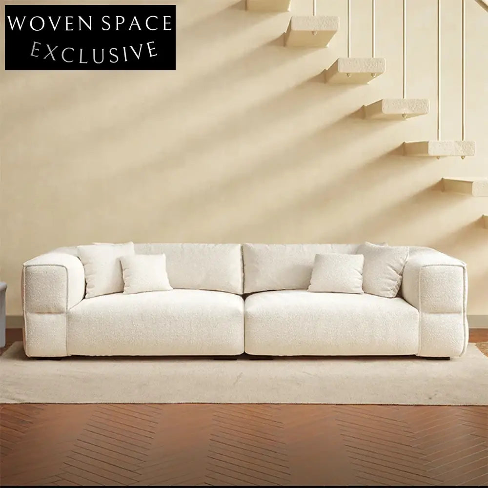 Nordic White Teddy Lamb Wool Fabric Modular Living Room Sofa Set